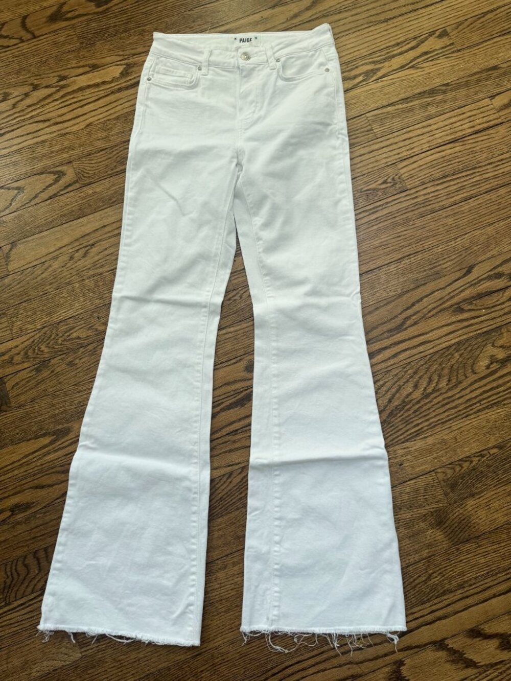 PAIGE High Rise Laurel Canyon Crisp White Bootcut Flare Jeans Size 25